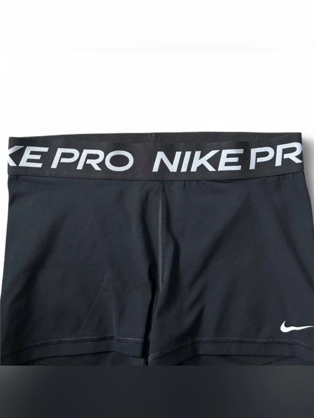 Nike Pro Women's Black Athletic Shorts with Branded Waistband